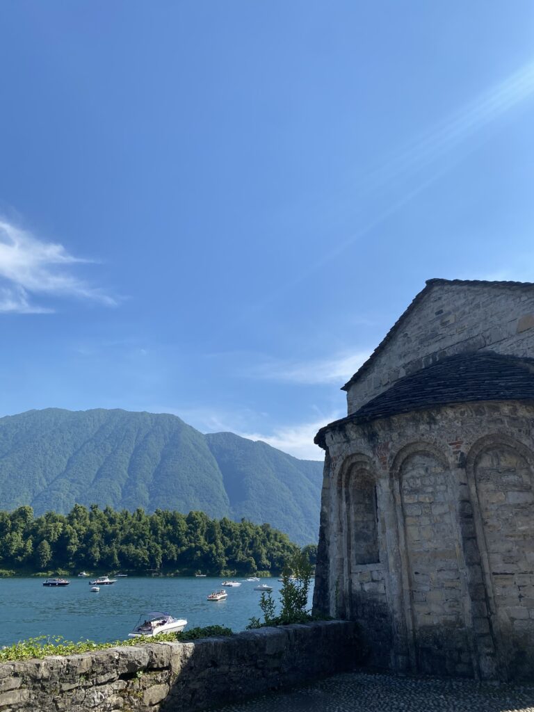 Chapel San Giacomo in Ossucio and the lake view, Lake Como